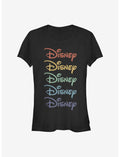 Disney Classic Logo Rainbow Stacked Girls T-Shirt