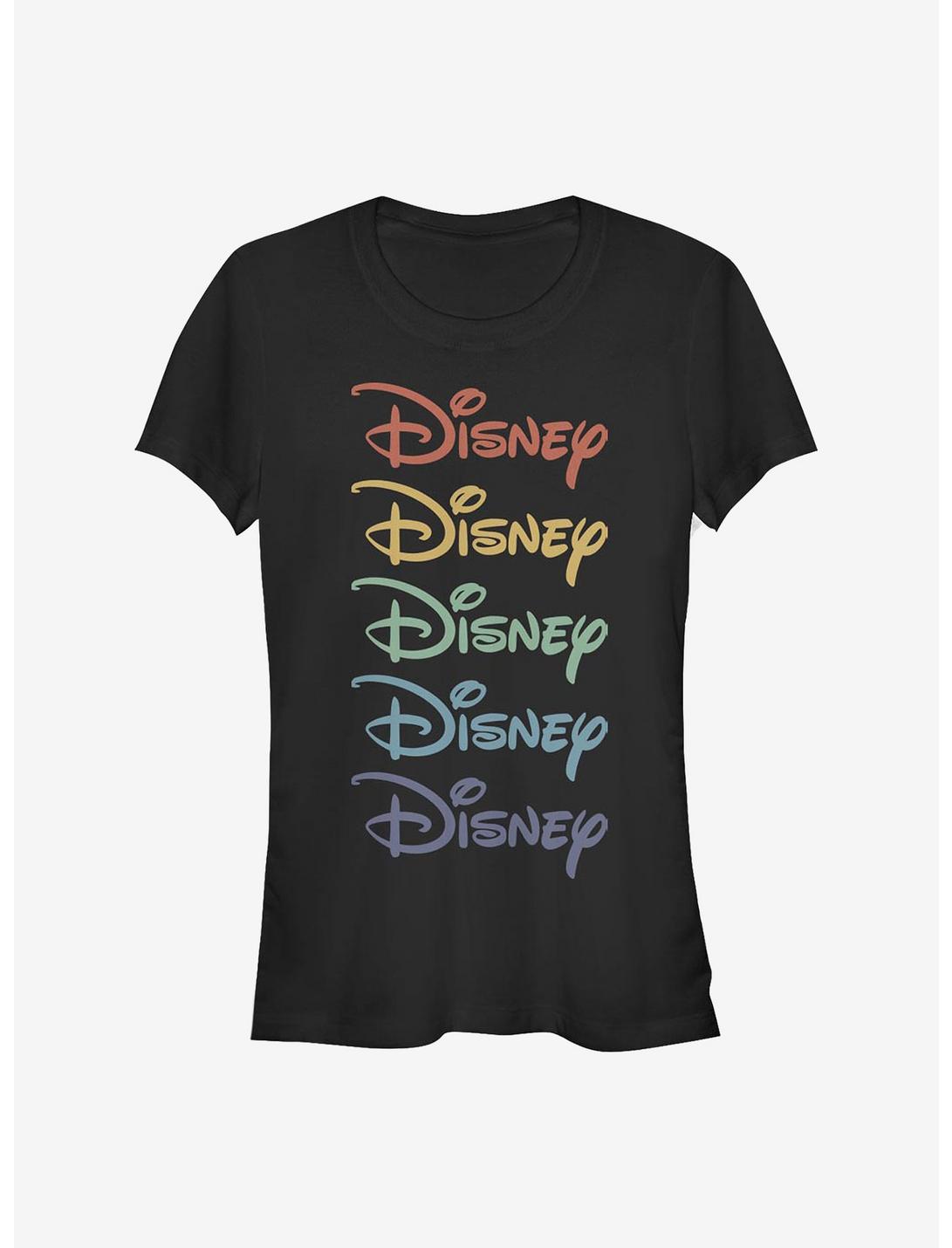 Disney Classic Logo Rainbow Stacked Girls T-Shirt